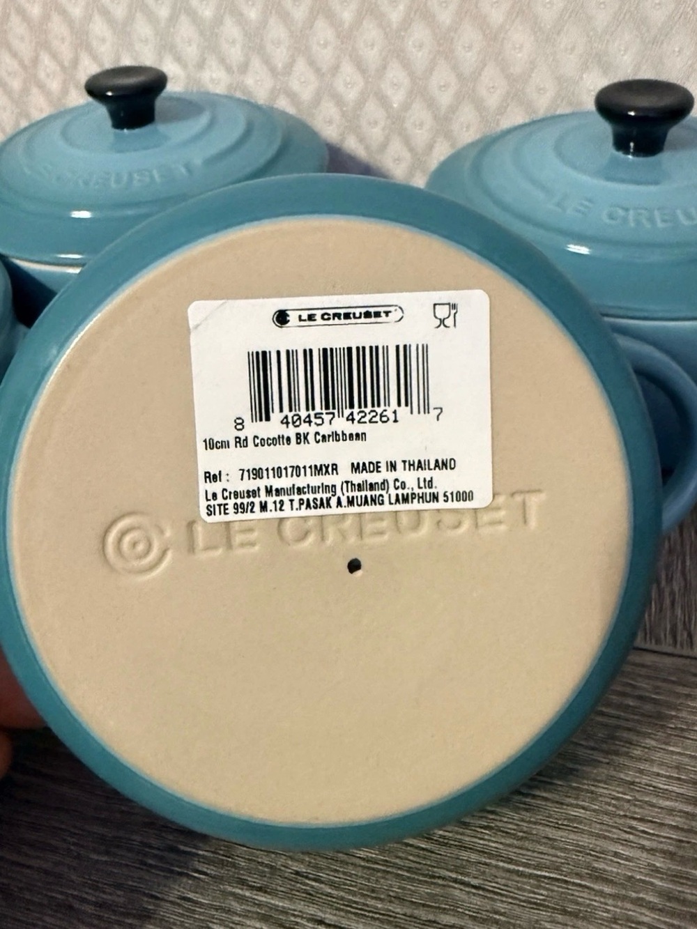 Lot of 4 Le Creuset Mini Rd Caribbean Julienne France Cocotte 4” 10cm oven dish - Picture 5 of 7